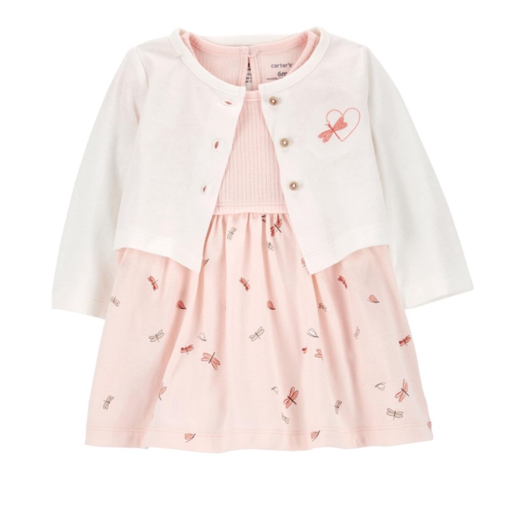 5/$25 Carter’s Baby Girl 2 Piece Dragonfly Dress and Cardigan Set